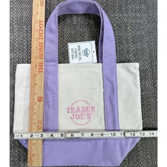 Trader Joe’s Mini Canvas Tote Bag Pastel Set of 4 Reusable Limited Edition NWT - Picture 8 of 12